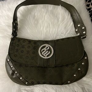 Rocawear Olive Shoulder Bag with Silver Accents